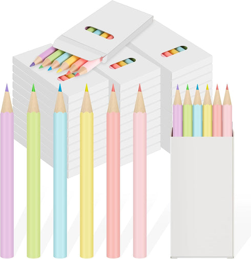 Ctosree 24 Packs Mini Pastel Colored Pencils Bulk 3.5'' Coloring Drawing Pencil