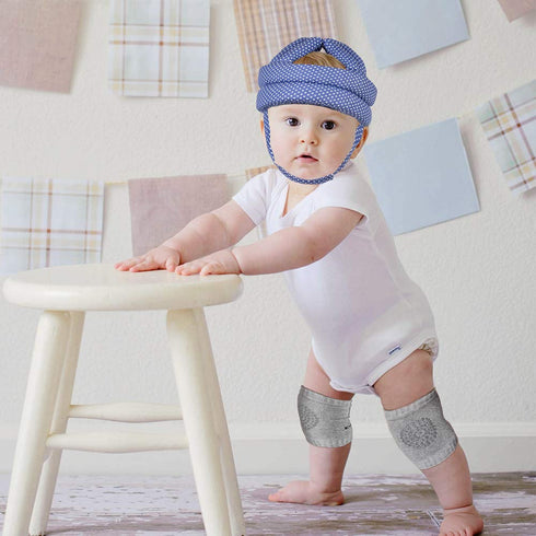 Baby Helmet & Baby Knee Pads for Crawling,Infant Helmet & Walking Baby Helmet,for Age 6-36 Months,Blue Dots(A(A)