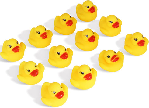 Novelty Place 12Pcs Rubber Duck Float Ducky Baby Bath Shower Toy, Yellow Mini Bath Duckies