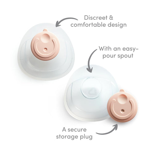1.5 2 Pack Munchkin Breast Milk Collector Cups with Storage Plug, Food Grade Silicone, BPA Free, Ounces Each - Discreet