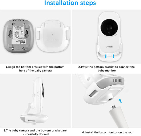 Baby Monitor Mount, Crib Mount for VTech VM819 Video Baby Monitor/VTech VM3252 (Strip Shape Bracket)
