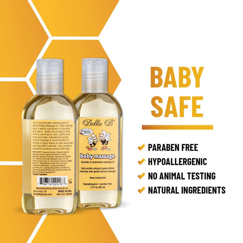 3.3 oz BELLA B Baby Massage Oil - Baby Oil Organic - Infant Massage Oil Baby - Baby Massage Oil Organic - Organic Baby
