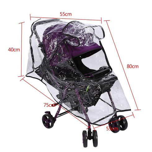 Waterproof Baby Stroller Rain Cover, Clear Breathable Windproof PVC Cover, Universal Dust Wind Pram Accessory for