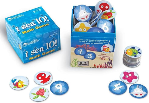 Learning Resources I Sea 10! Game, Math Games for Addition and Subtraction, 100 Cards, Ages 6+, Educational