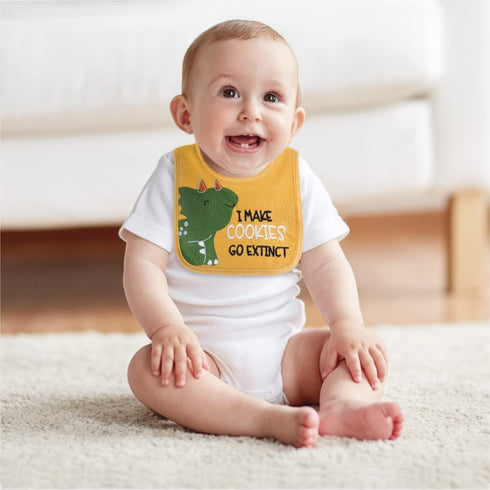 The Peanutshell Terry Bib Set for Baby Boys, 10 Pack for Feeding, Teething, & Drooling, Dinosaur