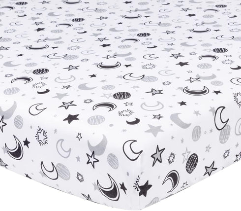 FIGEPO 4 Pack Set Star and Moon Neutral Unisex Fitted Baby Crib Sheets for Baby Boys or Girls