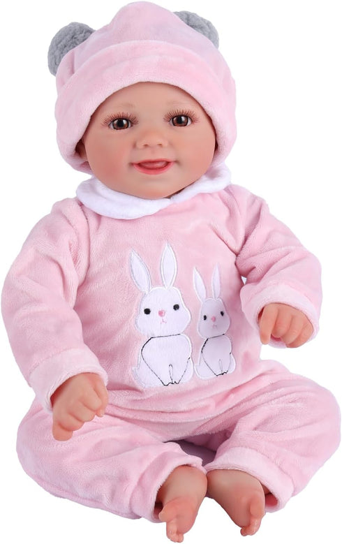 BABESIDE 2 Pcs Reborn Baby Doll Clothes with Hat for 17-22 Inch Baby Dolls, Cute Bunny Pattern Outfits