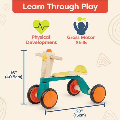 B. Toys Smooth Rider - Ride On Wooden Toddler Bike, Balance Toys for Toddlers, Push & Ride Bike for Ages 18 Months+