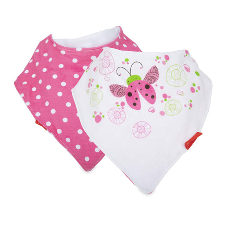 2-pk Nuby Dribble Catcher Bandana bibs, Super Absorbent Drool Bib with Soft Comfort Neckline, Girl
