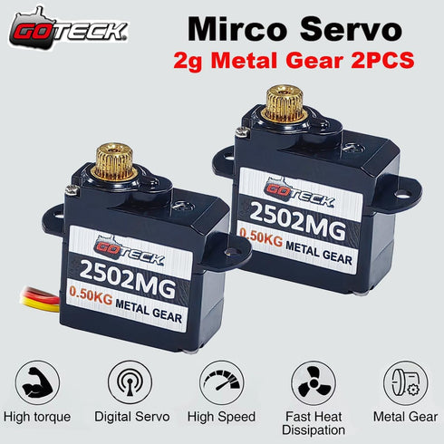 2PCS 2g GOTECK Mini Servo, Micro Full Metal Gear Digital Servo,for RC Car Model Boat Fixed-Wing Helicopter Airplane