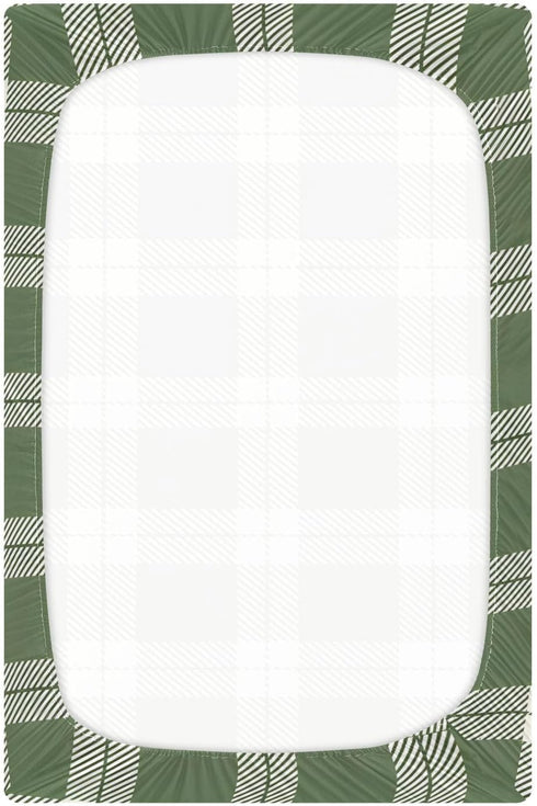 YANENDIE 39 27 Inch Olive Green Gingham Plaid Crib Sheets - Boys & Girls Cotton Crib Sheet for Standard Crib