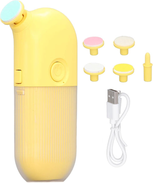Srliya 6000RPM 6 Baby Electric Nail File Low Noise Adjust Speed Prevent Slip Nail Care Grinder with Heads