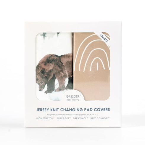 Set 2 Pack, 32"/34" 16" GRSSDER Stretch Ultra Soft Jersey Knit Changing Pad Covers Change Table Pad Covers Fit x Pads