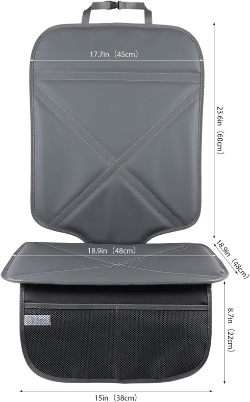 Viaviat 2 Car Seat Protector Leather Waterproof Child Safety Seat Protector Cover with Thick Pad and Large Pockets