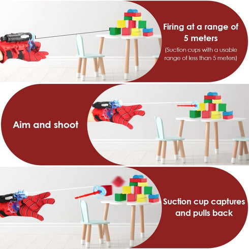Spider Web Shooters with Gloves, Superheroes Wrist Launcher Toy for Kids Educational Party Gift