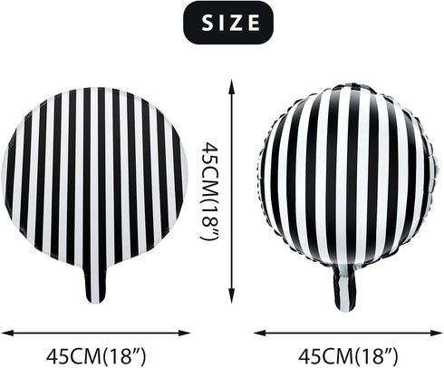 Gejoy 24 Pieces 18 Inch Black and White Striped Balloons, Foil Balloons for Halloween Birthday Decoration