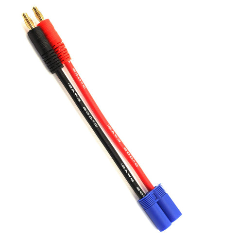DGZZI 2pcs EC5 Male Connector to 4.0mm Banana Male Plug Lipo Battery Balance Charging Cable, 12 AWG Silicone Wire