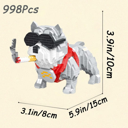 Myweyde Sets 998Pcs) Pitbull Building Blocks, Cool Gray Dog Micro Building Blocks, Mini Bricks Building Dog, Mini Dog