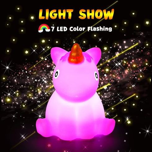1-3, Set Swimming Bath Toys for Toddlers No Hole Cute Light Up Bathtub Toys Floating Rubber Sea Animal with Flashing