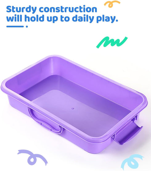 sikmcle 2 Pcs Sand Tray Sensory Bin with Lid and Handle, Portable Sensory Sandbox Container for Kids, Plastic Activity