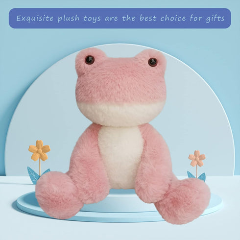 Pink Frog Stuffed Animal, 12 Inches Soft Cuddly Plush Toy for Boys Girls, Gifts for Kids or Girlfriend