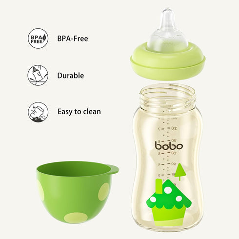 YOHKOH PPSU Baby Bottle Wide Neck, Newborn Anti-Colic Bottle with Natural Response Nipple, Easy to Clean (8.8oz, Pack