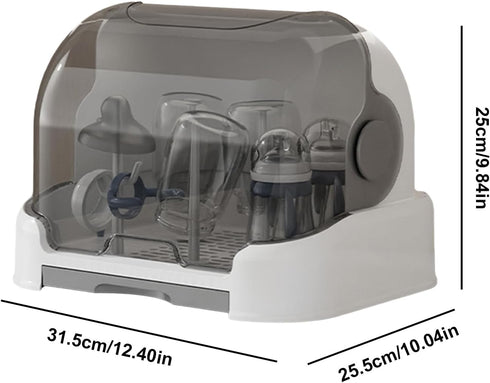 Bavokon Baby Bottle Storage Box - Dustproof Baby Bottle Drying Rack with Removable Drip Tray, Babys Bottles Stand
