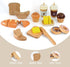 Set, 3+ PairPear Wooden Bakery Play Food Pretend Play Kitchen Accessories with Shopping Bag, Kids Cutting Food Gift