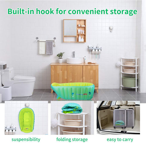0-6 Inflatable Baby Bathtub,Newborn to Toddler Bath Tub with Built-in Air Pump,Portable Travel Shower Basin with Back