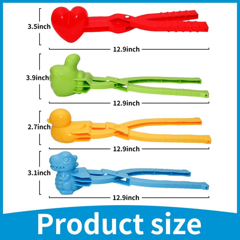 Holady 4PCS Large Size Snowball Maker Clip,Snowball Maker Tool with Handle for Snow Ball Fights, Snow Toys Kids Winter