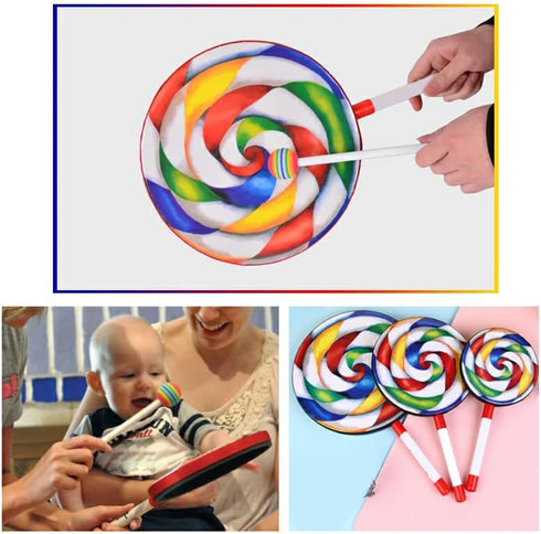 lovermusic 5PCS Lollipop Shape Drum Hand Drum Musical Instruments, Colorful Sound Toys