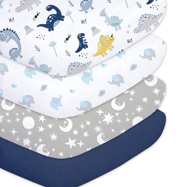 Plushii Crib Sheets for Baby Boys 4 Pack, 28"x 52" Extra Soft