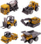 Kids Diecast Metal Engineering Cars Set - 6 Play Trucks for Boys Age 3-4, Birthday Party Supplies & Cake Topper