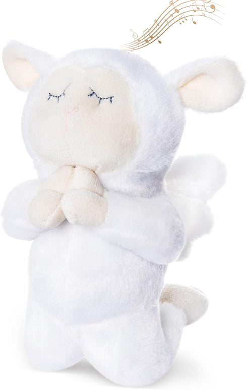 My OLi 7" Plush Prayer Lamb, Plays Jesus Loves Me, Soft Toy Stuffed Animal Bedtime Gift for Baby Kids