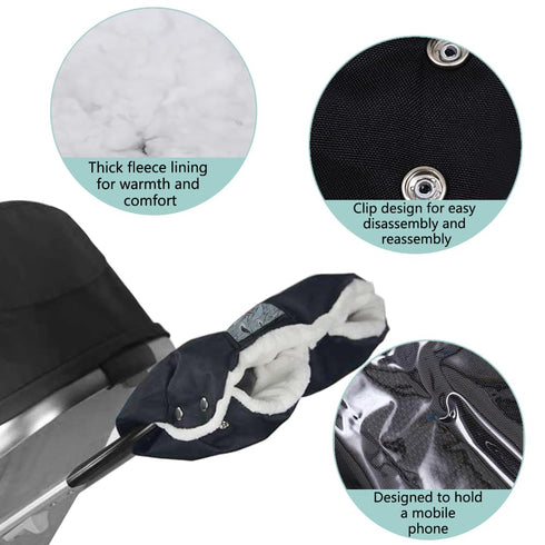 Nakazawa 360 Warmth Locking armrest Stroller Gloves Hand Muff,Perfect Stroller Accessory for Cold Weather, Wind