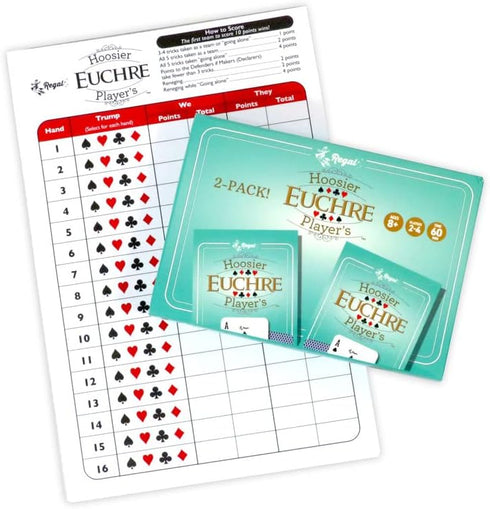 Regal Games Euchre Card Games 2 Pack - Adult Playing Card Game Set with Score Sheets - Family Fun Game Night - Ideal for 2-4 Player