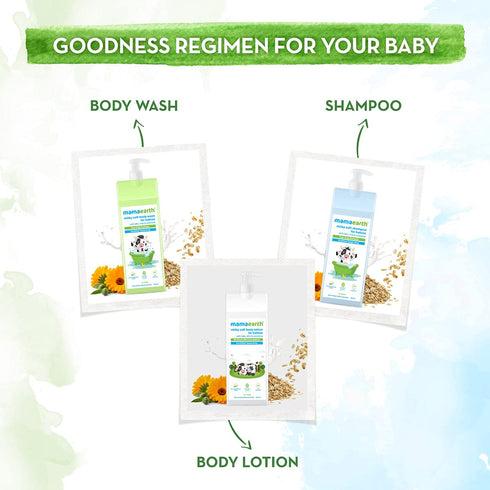 MAMAEARTH Baby Milky Soft Shampoo, Gentle Cleansing with Oats Milk & Calendula, 13.53 Fl Oz