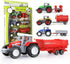 HOMSEEK Kid's Farm Tractor Toys with Trailers,Alloy and ABS Cake Decorating Car Truck