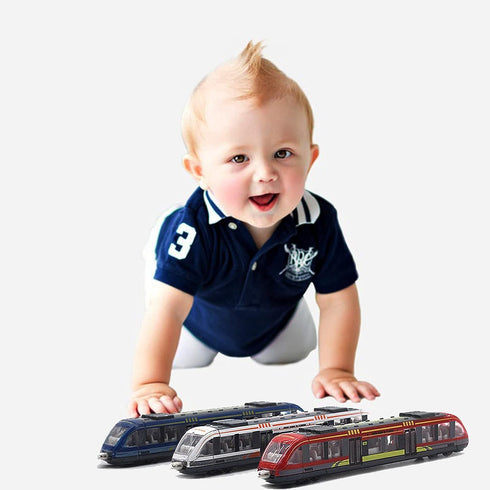 Set Set Pack 3 OTONOPI Toy Train High Speed Locomotive Engine Die Cast Model Car Sliding Linked Subway Bullet Train