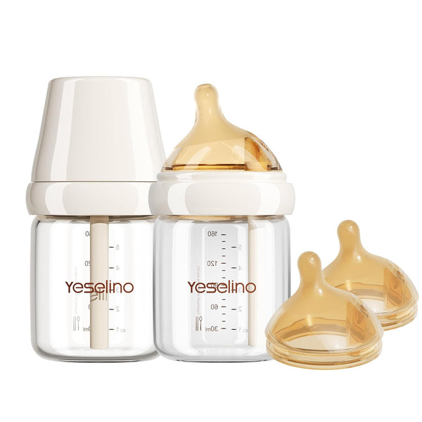 Natural Nursing Glass Baby Bottle - with Anti-Colic Vent System - BPA-Free,