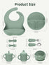 Set, 18PCS 6+ Silicone Baby Feeding Baby Led Weaning Supplies, Eating Essentials Utensils with Suction Plate and Bowl