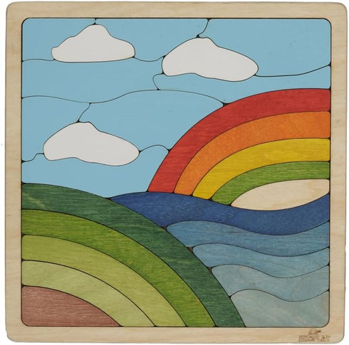 RAINBOW Puzzle for Kids, 25 Pieces Wooden Jigsaw Puzzle, Learning Toy for Boys Girls Ages 3 and Above