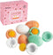WHOHOLL Wooden Easter Play Eggs Toy, Play Food Sets for Kids Kitchen,