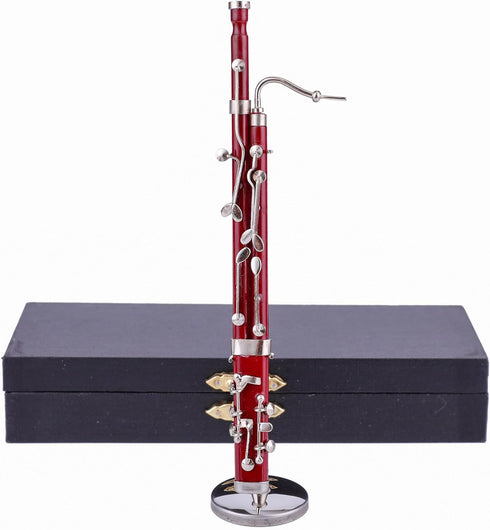Dselvgvu (6.12") Miniature Bassoon with Stand and Case Mini Musical Instrument Bassoon Replica Collectible Figurines