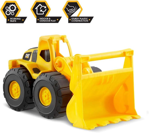 CAT Construction Toys, 10" Front Loader Toy with Real Working Parts, Sturdy Plastic Construction for 2+ Year Old Boys,