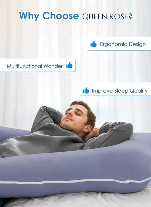55 Inch QUEEN ROSE Pregnancy Pillow, U Shaped Full Body Pillows for Sleeping Support, Maternity Pillow for Pregnant