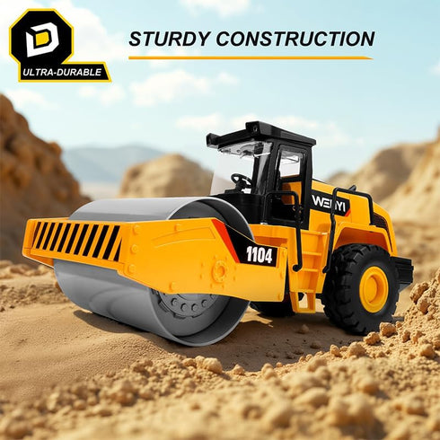 YySiRui 15" 1:10 Steam Roller Toy, Road Roller Toy, Scale Classics Roller Truck Toy, Real Working Parts, Motion Drive