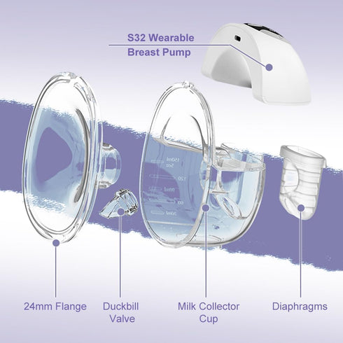 BDICOVE Set S32 24mm S32 One Full Breast Pump Parts with Flange Compatible with NCVI Nuliie NICEGREEN Life Zooawa