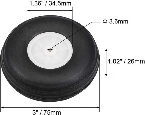 uxcell Tire and Wheel Sets for RC Car Airplane,PU Sponge Tire with Plastic Hub,3" 2pcs