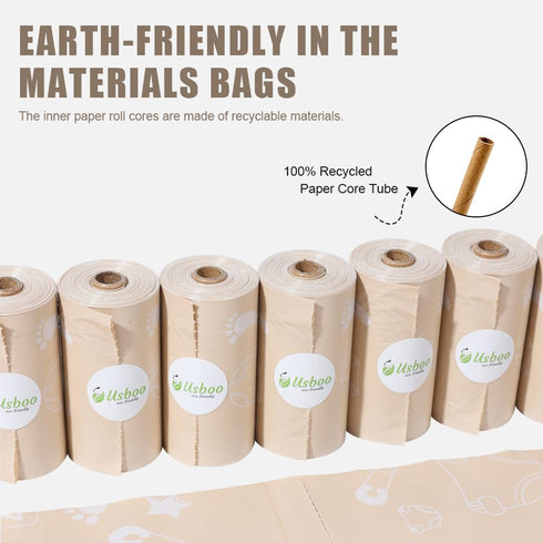 (8 Rolls/120 Diaper Bags Disposable for Baby, Biodegradeable Dirty Diaper Bags Refill Bags) with Dispenser | Leak Proof
